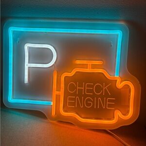 Check engine neon light with USB 14”x10 1/2” NIB Mechanic auto repair mechanics